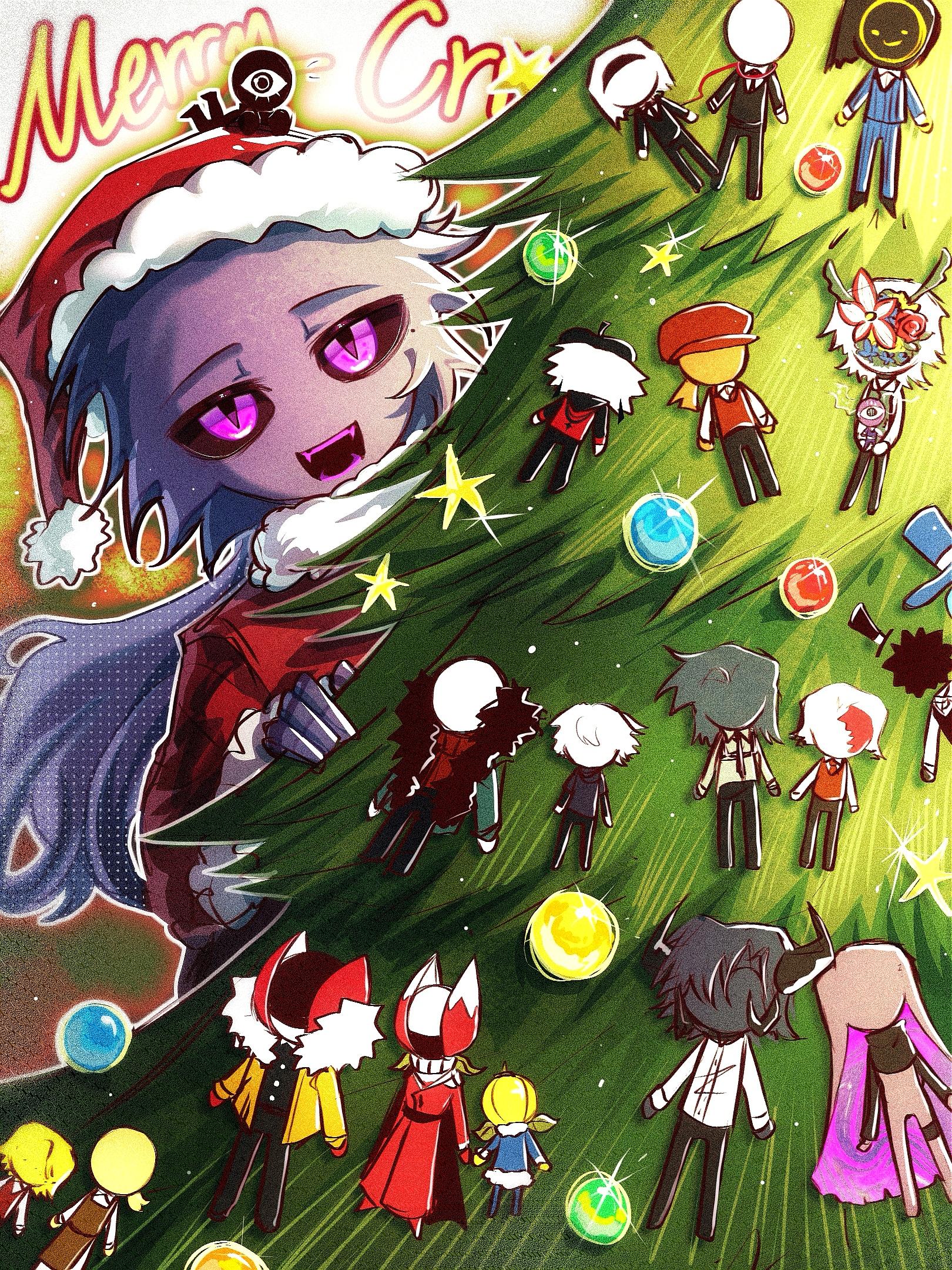 圣诞快乐，P1圣诞树上出场的是我和我亲友白纸的oc们 第二张是我精神不...
