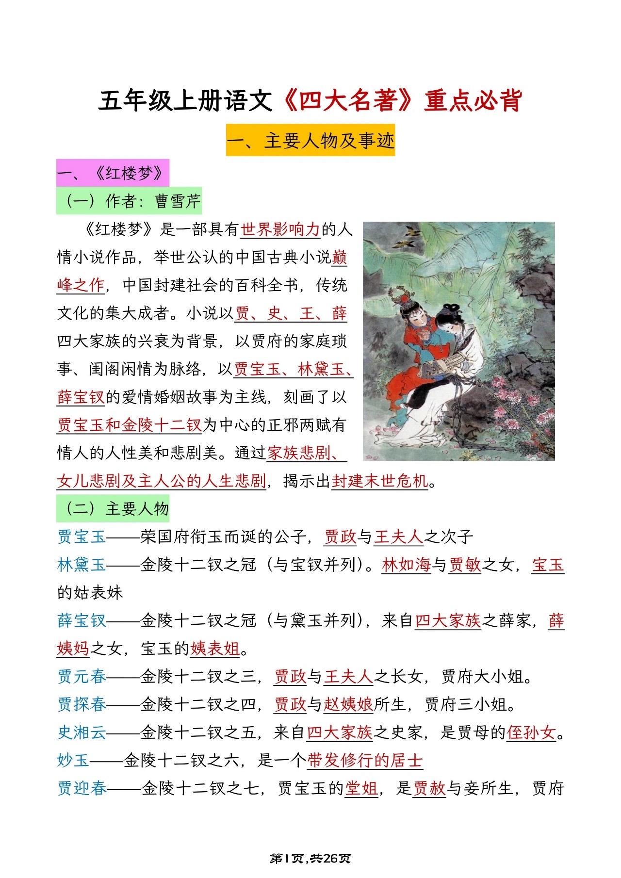 四大名著知识点