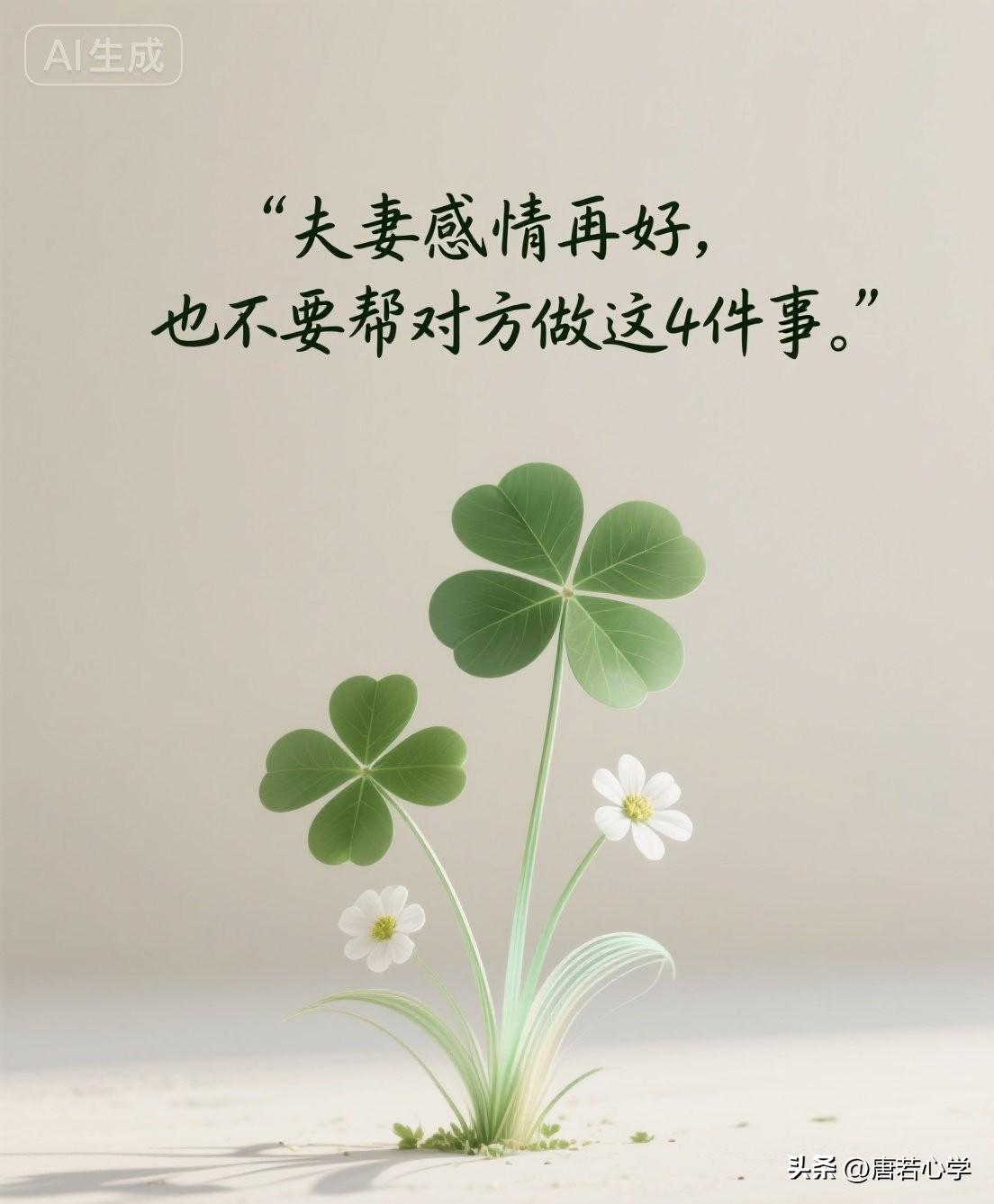 夫妻感情再好，也不要帮对方做这4件事。

婚姻咨询师说，"判断一段婚姻是否健康，