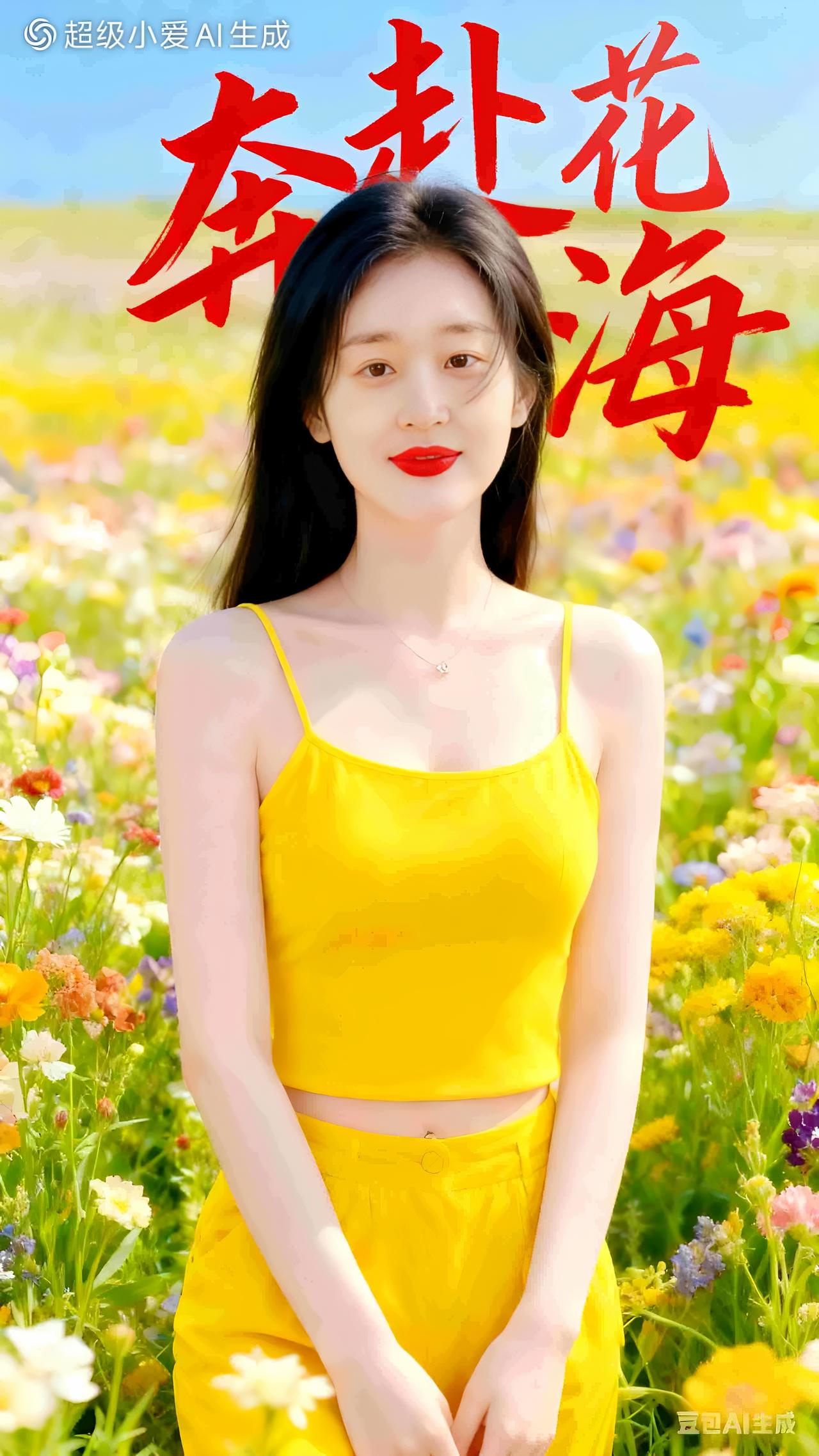 风牵衣角过山岗，
万紫千红漫野香。
心向繁花无别事，
一帘春梦醉汪洋。