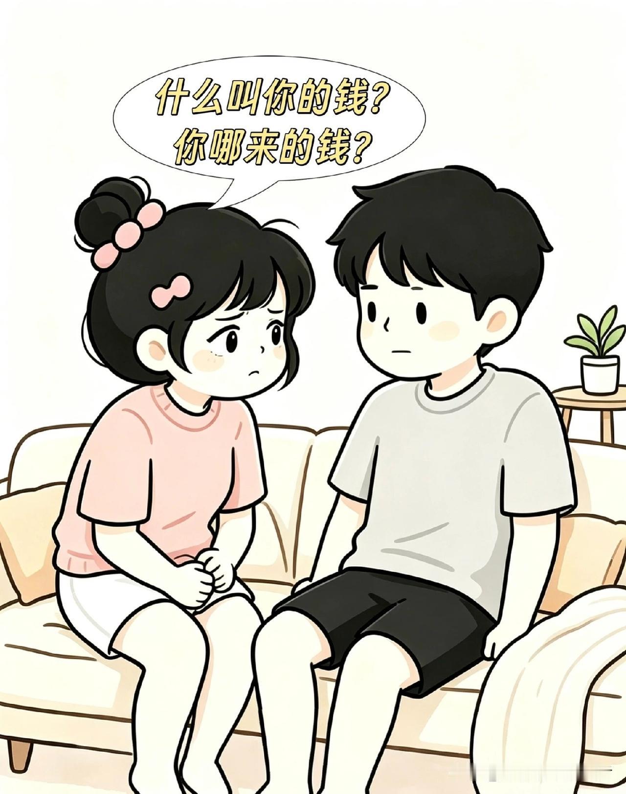 趣味漫画:老公挣的钱到底是谁的？老婆:什么叫你的钱？你哪来的钱？老公:我挣的钱。
