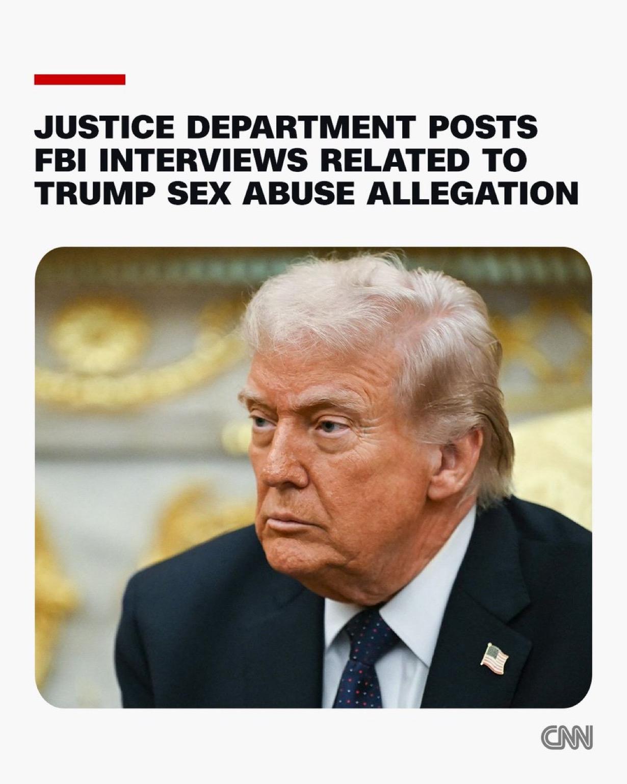 美国司法部已在网上公布了三份与针对唐纳德·特朗普总统的性侵指控有关的联邦调查局访