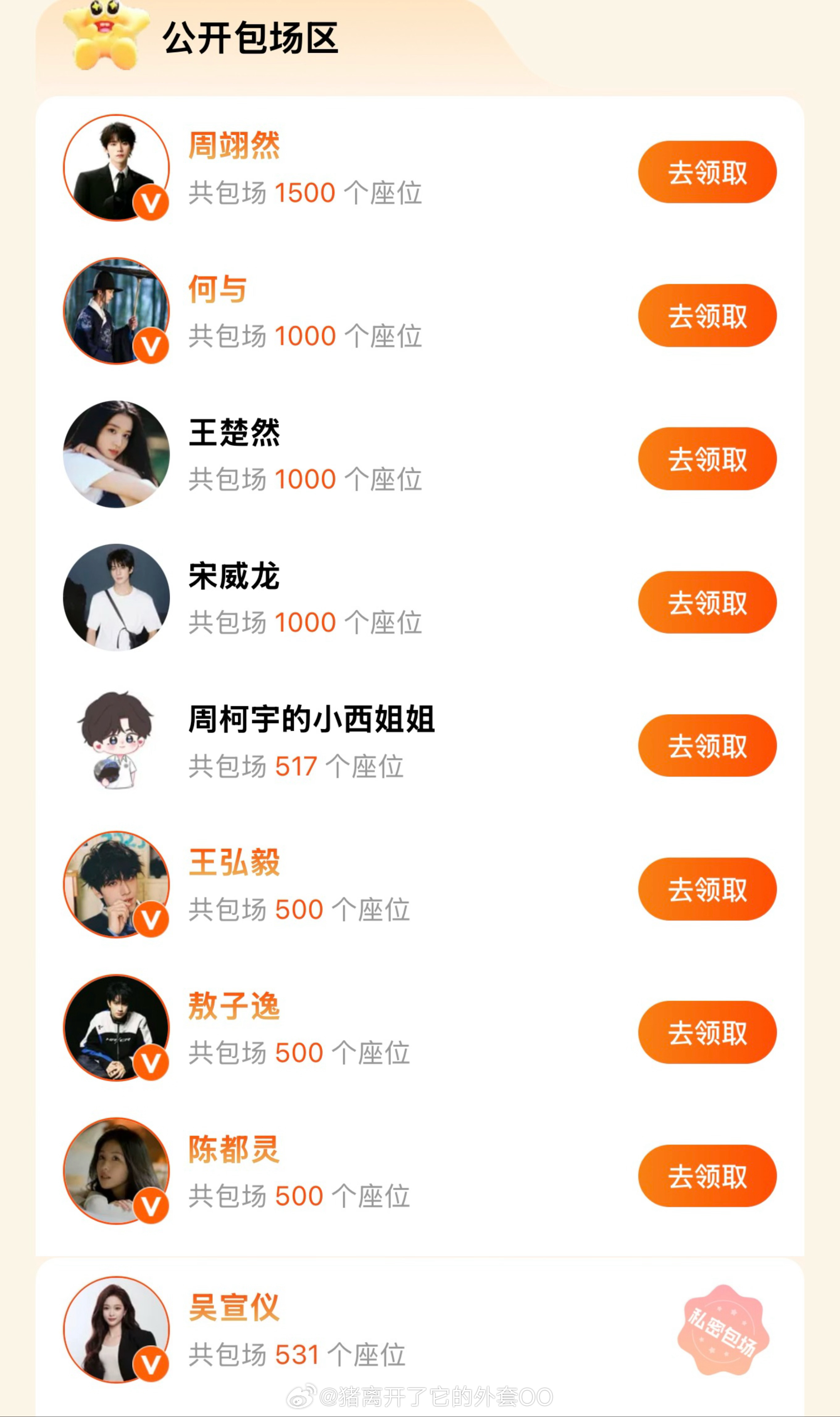 周翊然、何与、王楚然、宋威龙、王弘毅、敖子逸、陈都灵、吴宣仪，为包上恩周柯宇《炽