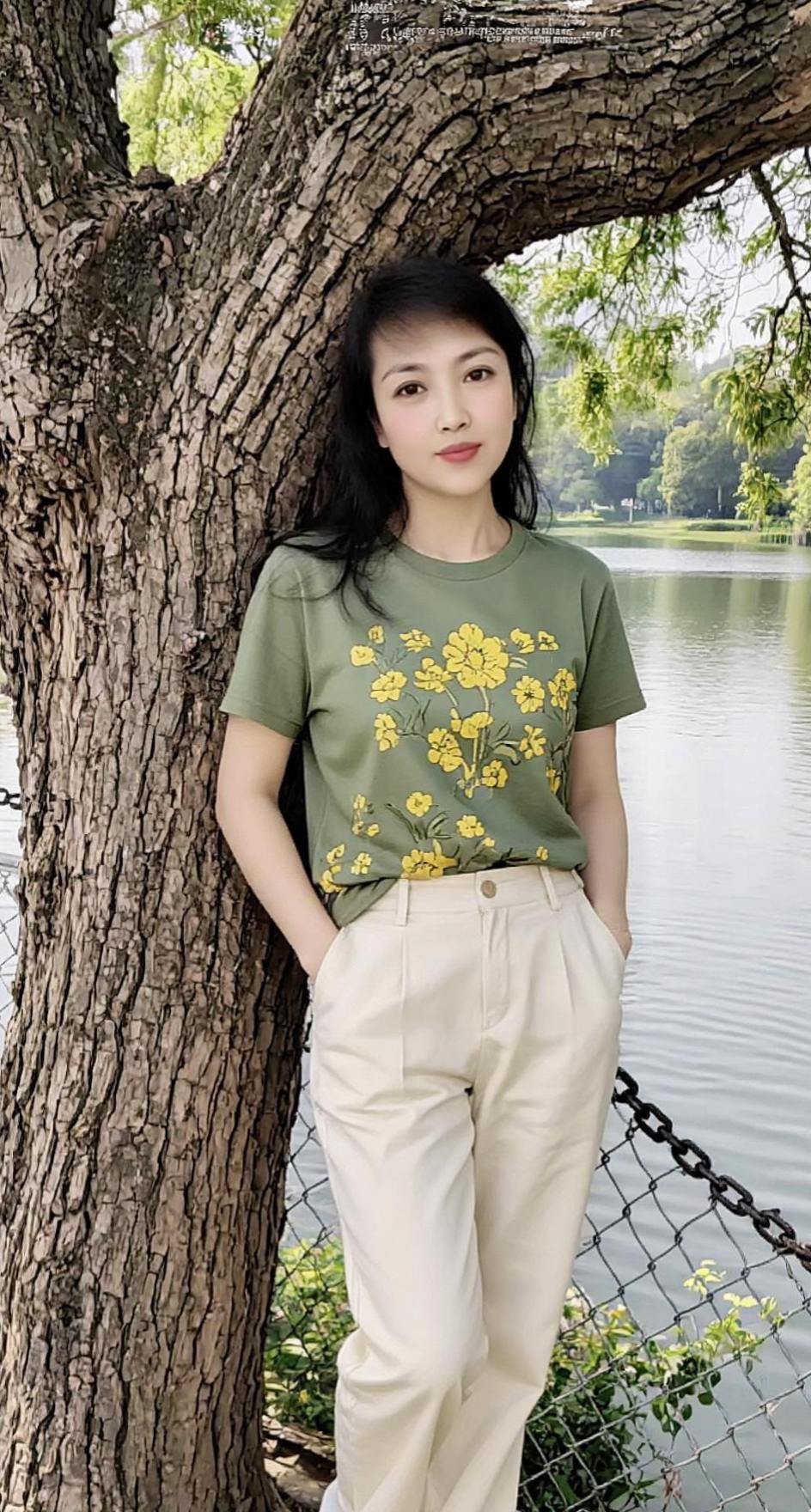AI湖畔树影 穿搭 穿出自己的风格 户外拍摄