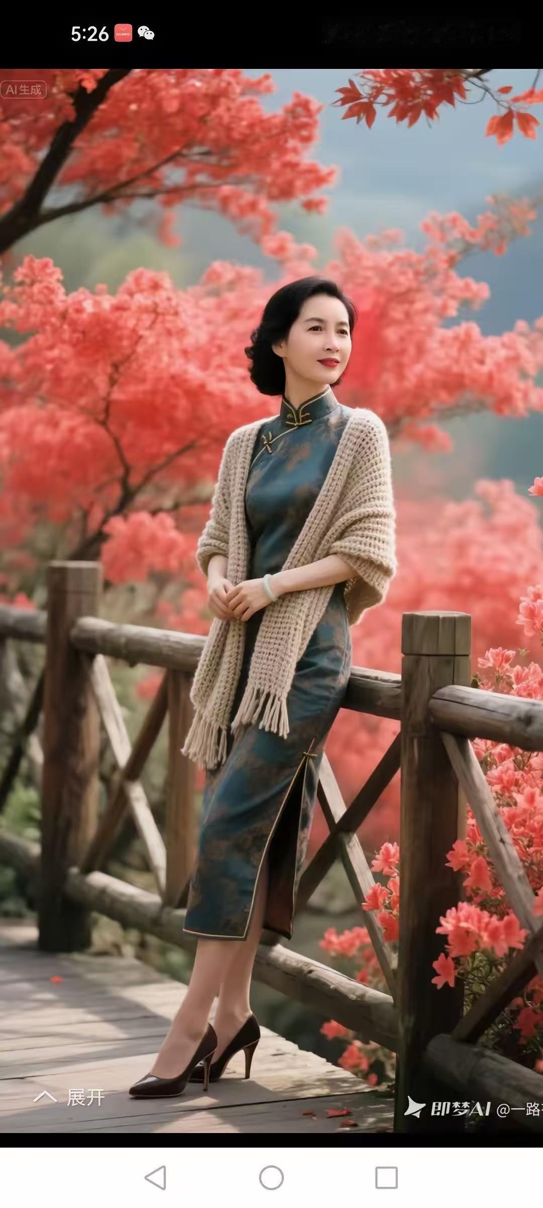 西江月·红叶美人
秋林赤颜浓酽，
霜风红叶凌空。
丹枫入目画情融，
绮梦诗心暗种