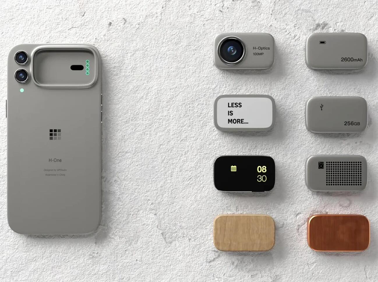 告别全机身折腾，可拆卸模块解锁手机H-One Pro 模块化概念手机，该设计为沉
