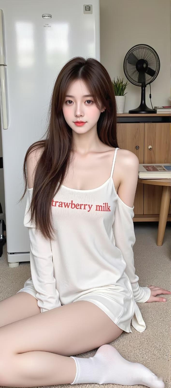 窗畔的心事
 
暖黄灯光吻过飘窗的玻璃
锁骨在吊带边漾开柔波
白短裤裹着月光的白