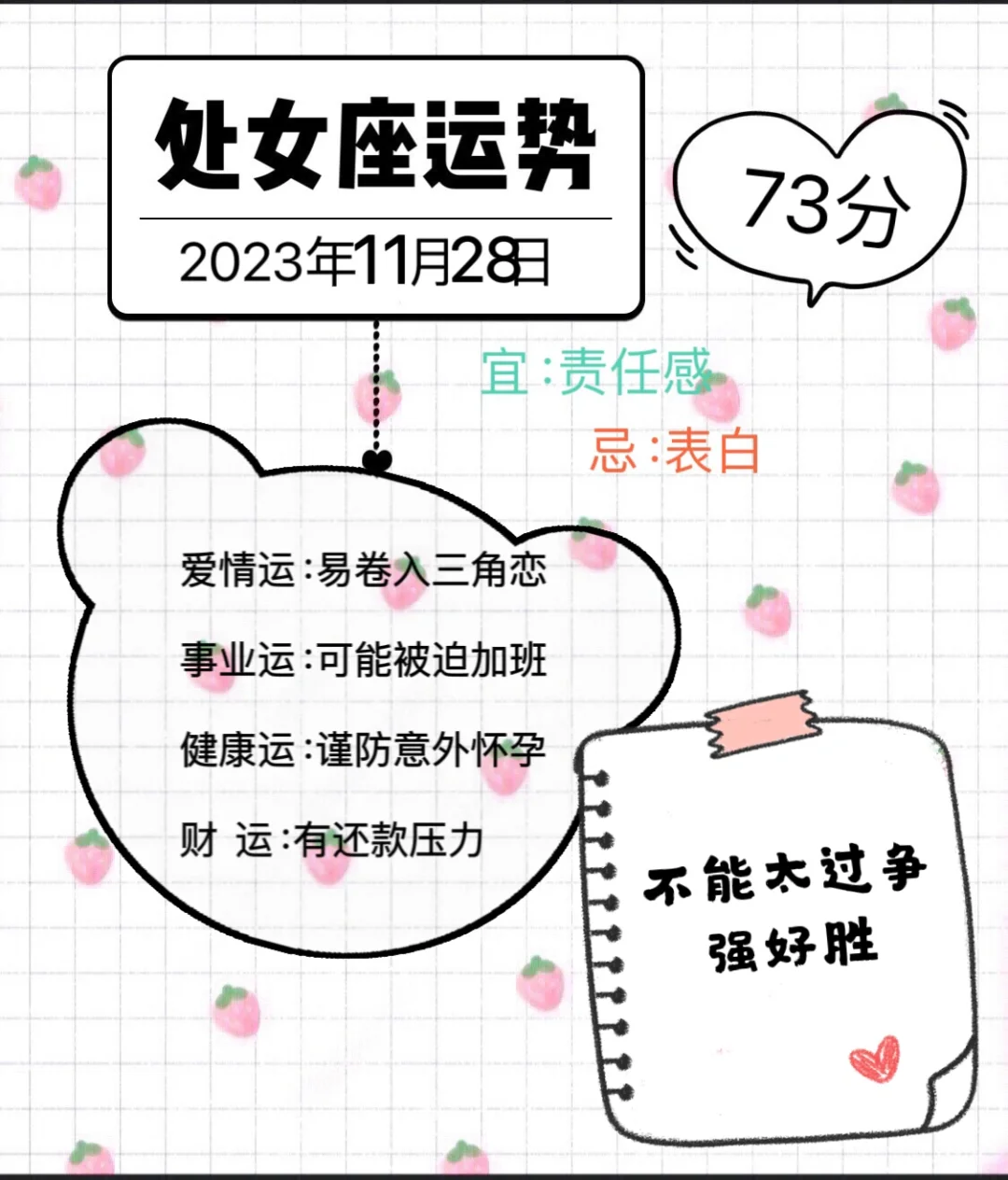 处女座2023年11月28日运势