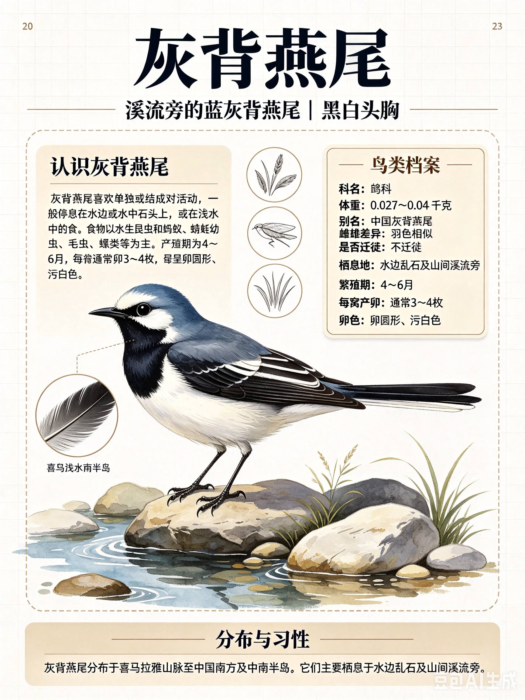 鸟类朋友图鉴 灰背燕尾科名：鸫科体重：0.027～0.04千克别名：中国灰背燕尾