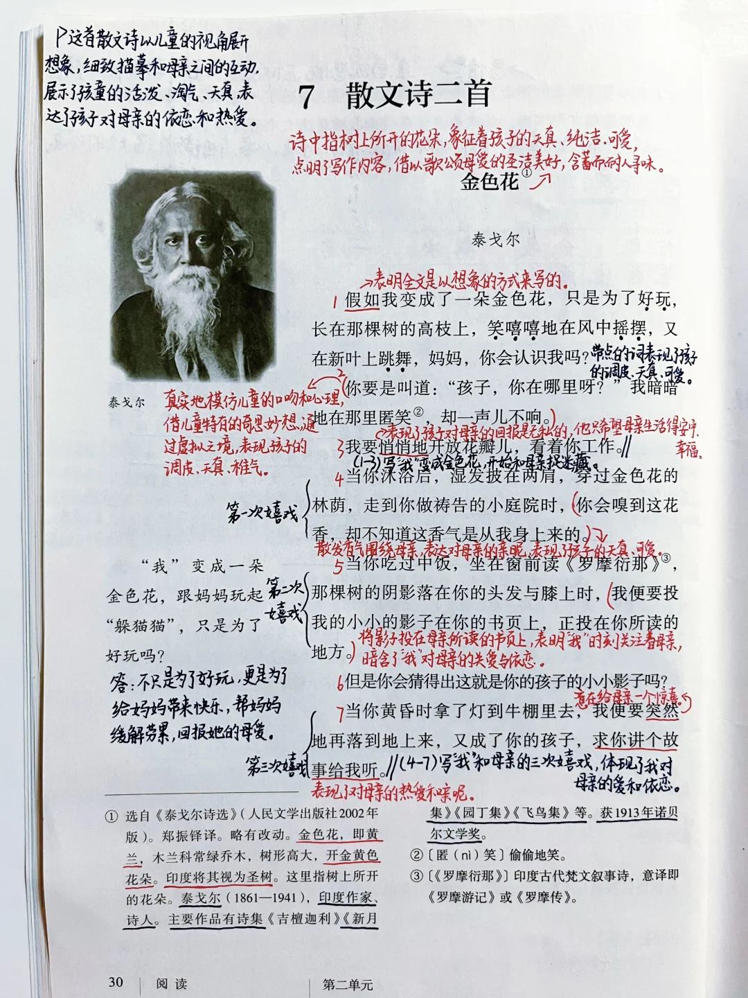 七上语文7.《散文诗二首》课堂笔记 预习笔记