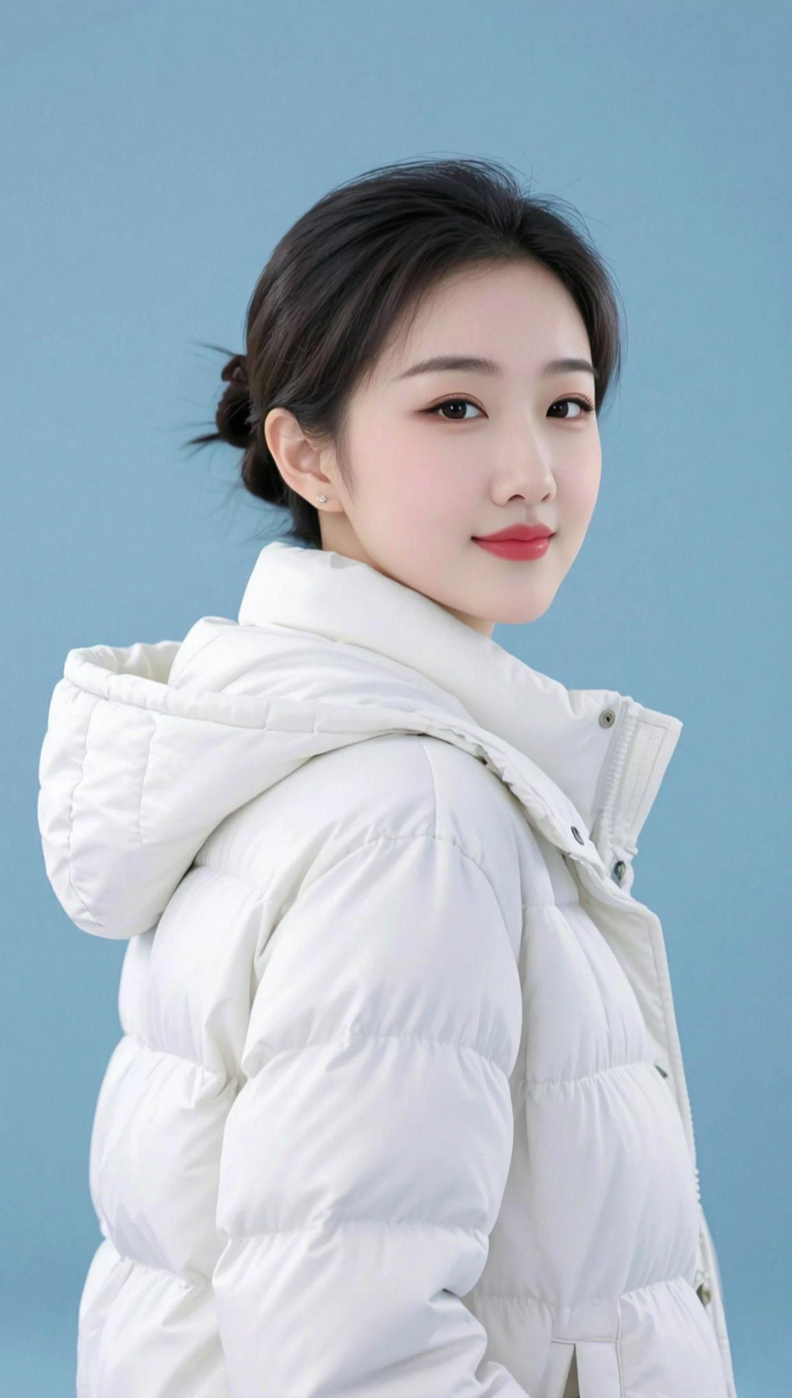 AI淡蓝背景人像 抖音ai创作