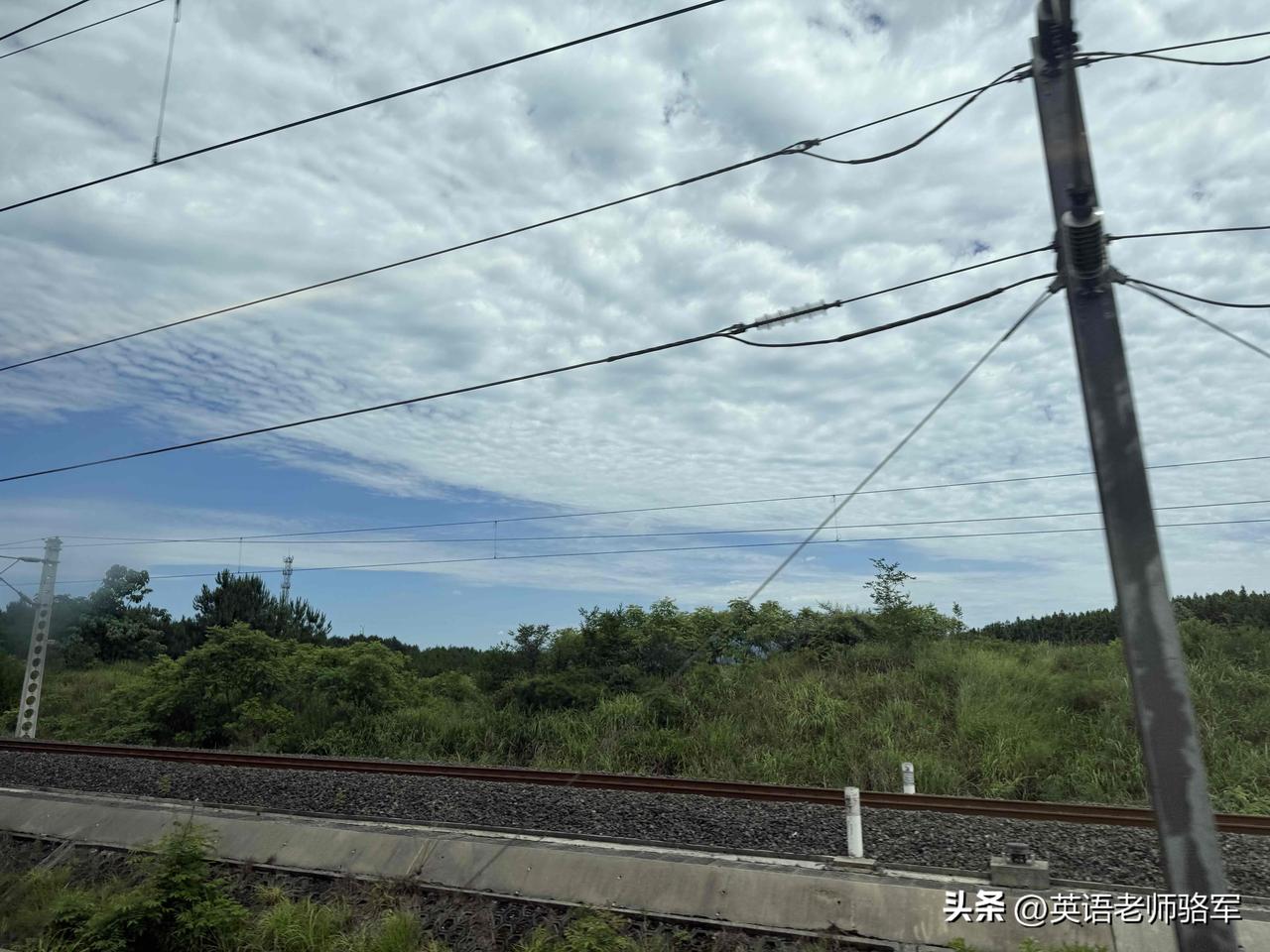 坐高铁去长沙，一路上自己拍到好多绝美的风景。窗外的田野像绿色的绒毯，偶尔有几处错