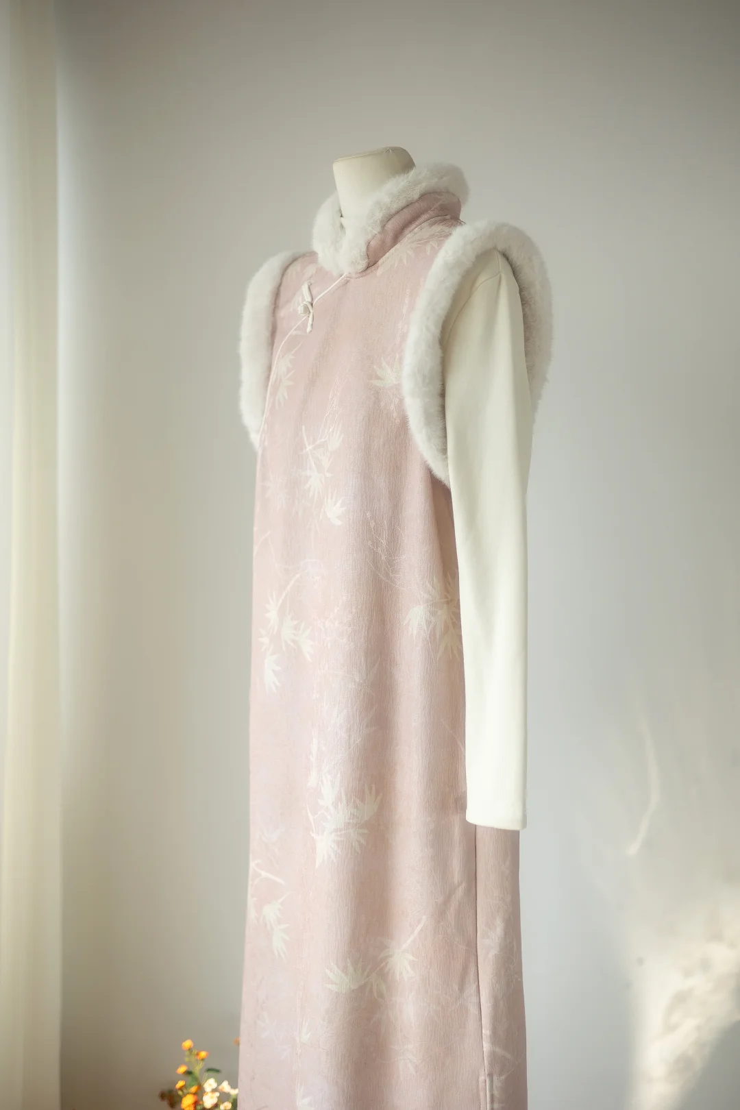 粉竹｜加绒马甲长裙