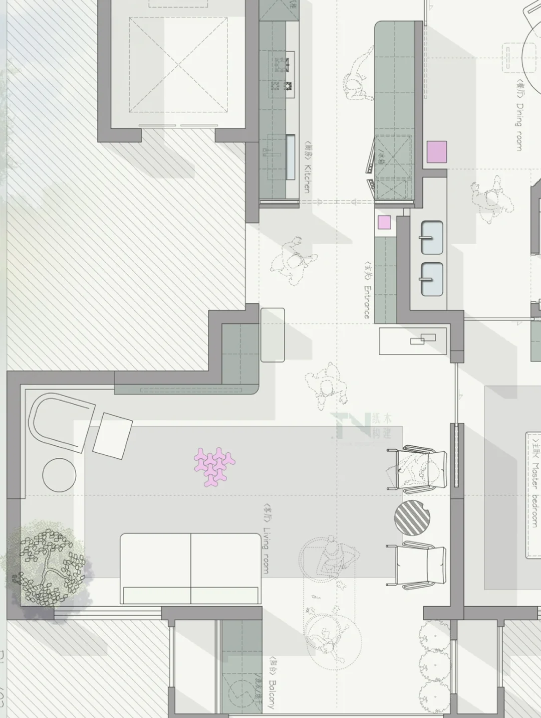 四叶草户型01/中段入户户型，一户三稿
