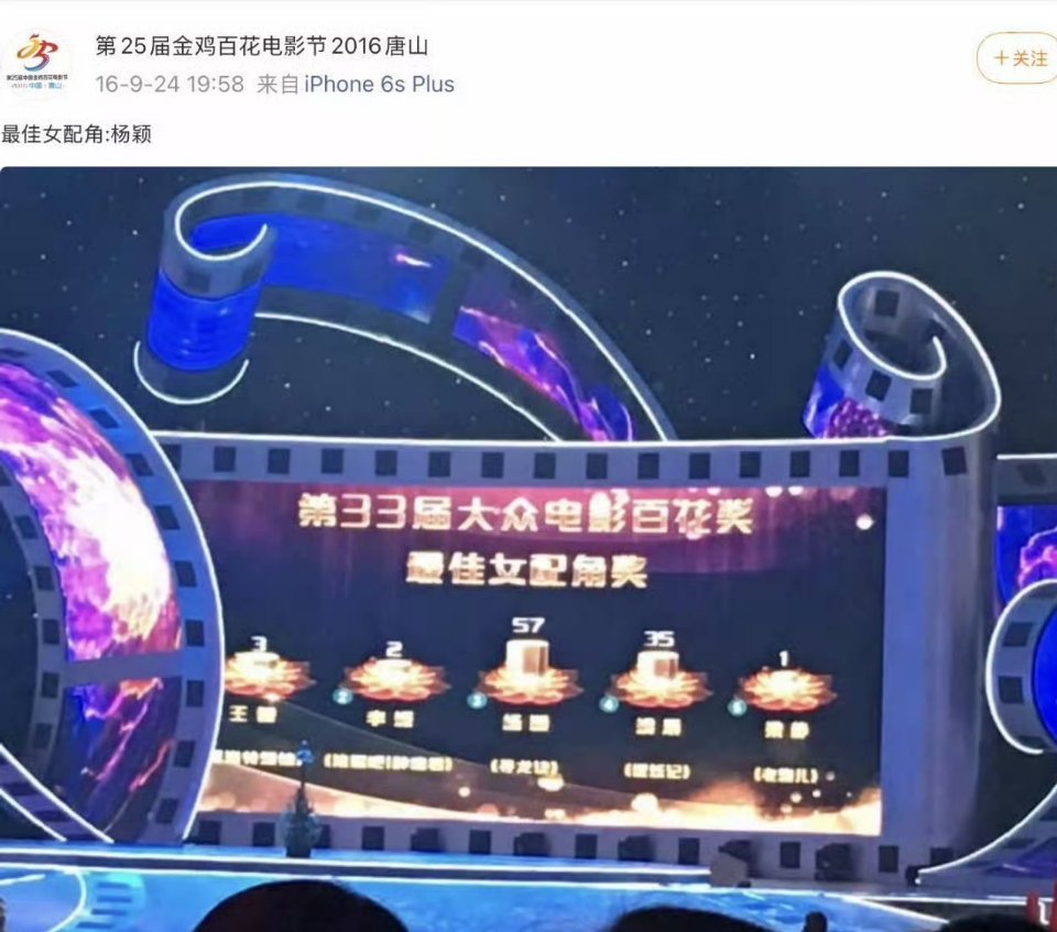 angelababy当初百花奖票数好高，有57票 