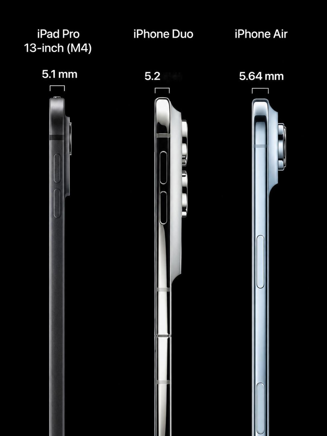 iPhone Duo的机身厚度控制相当不错。作为折叠机型，展开厚度5.2mm，比