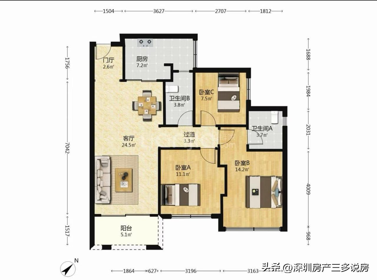 大族河山，这套89平3房2厅特价290万，简直太划算了！这房子在深圳龙岗丹竹头，
