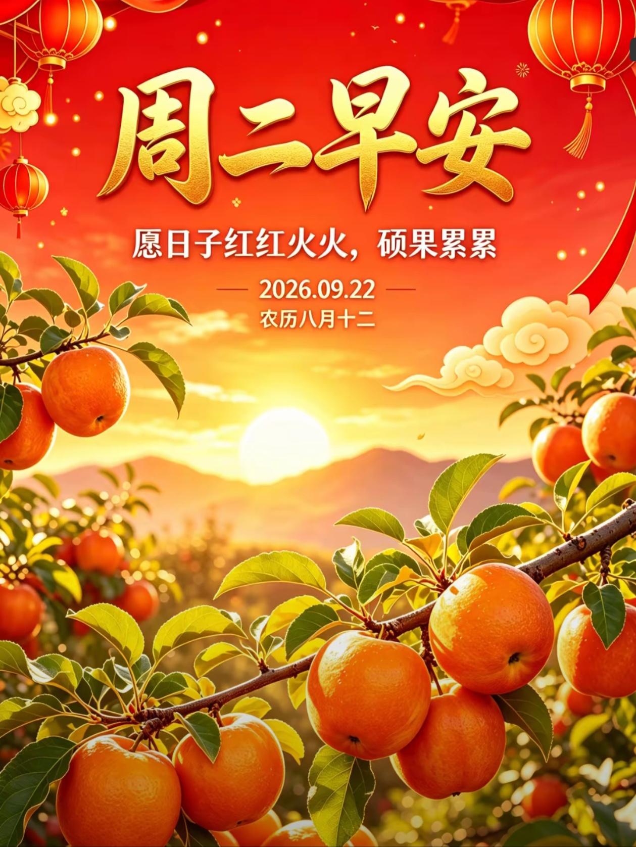 [福]2026./9月22日，周二愉快，心栖暖阳，逐路芬芳[福]

🍁🌅清秋