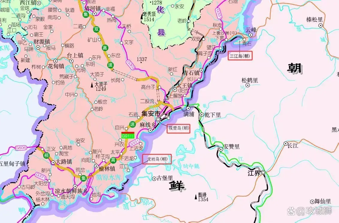 中朝边界划界示意图。