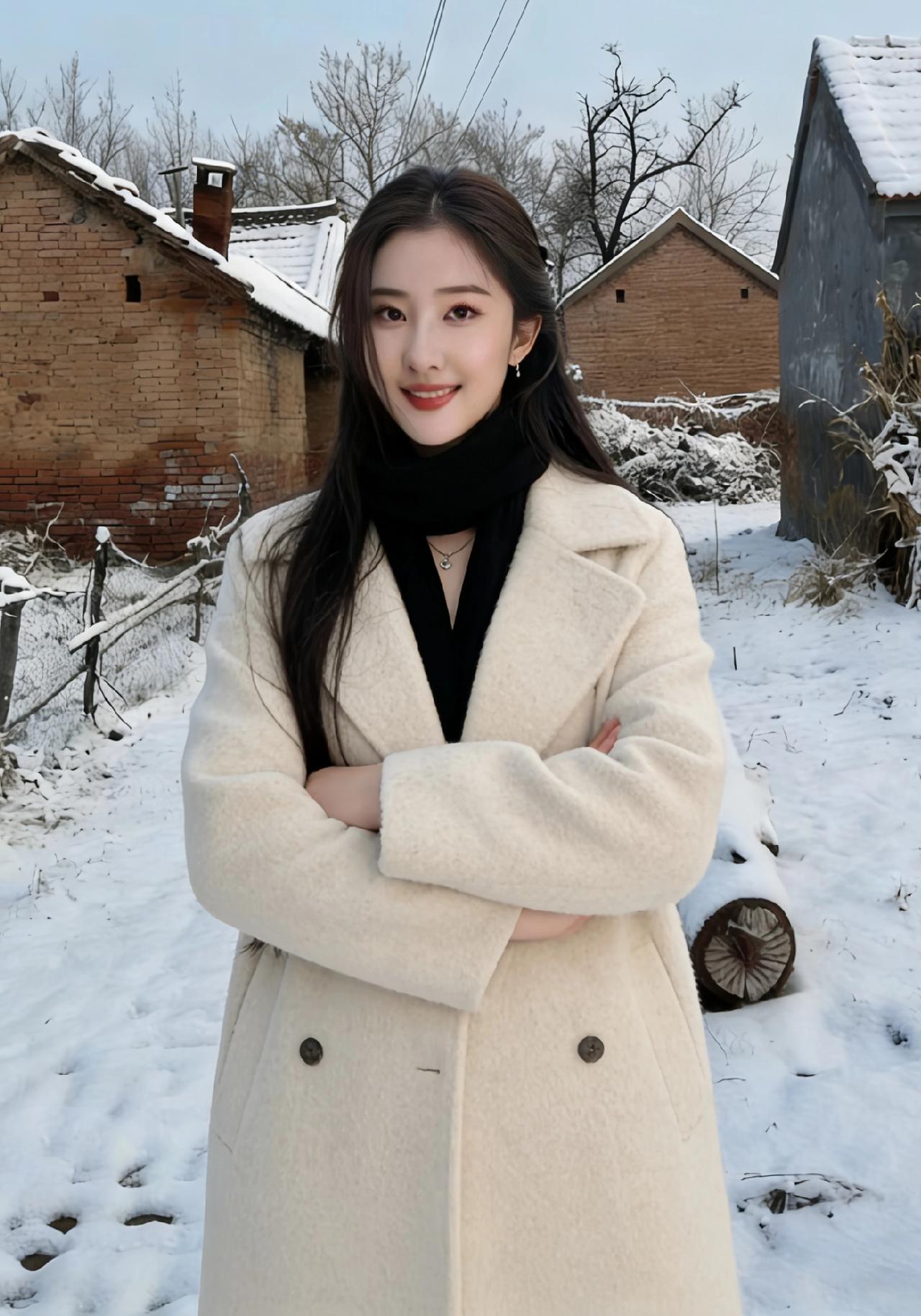 雪把山的轮廓揉成软的绒边
枯树的骨络挑着细碎的白
像谁把月光碾成了盐
撒在冬日的