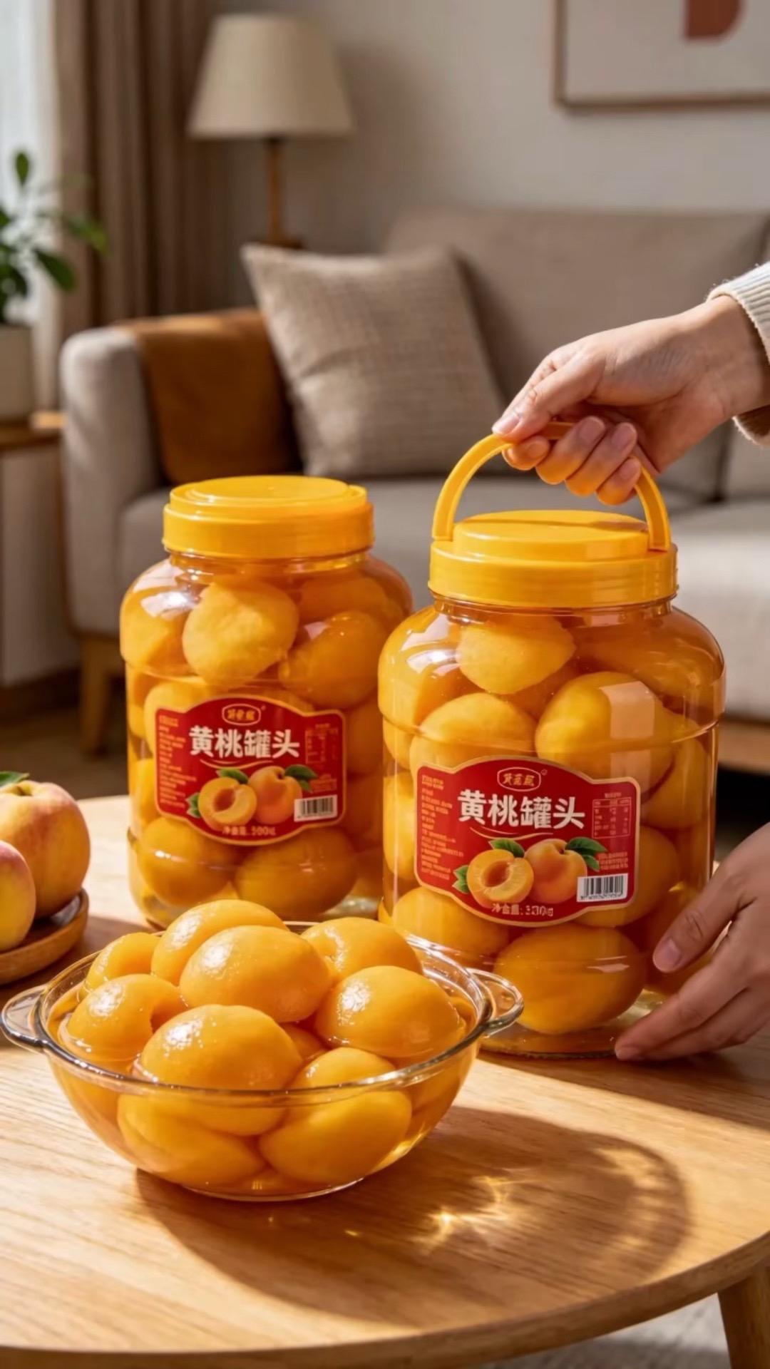 脆嫩多汁黄桃罐头，果肉饱满清甜不腻，开盖即食，解馋又解腻，全家都爱吃...