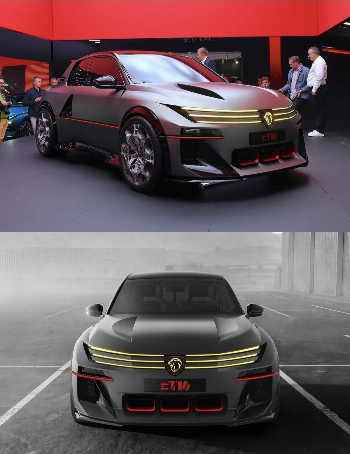 标致816匹电车，明年直接量产。
这台车型是标致e-T16，在巴黎车展正式亮相，