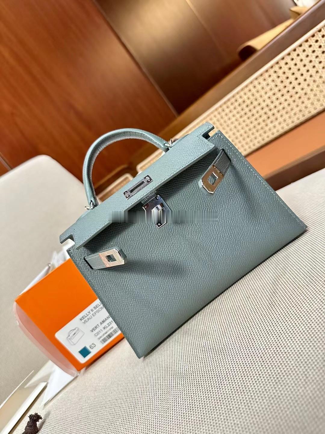 Mini Kelly 二代 Epsom 63杏仁绿 银扣真的太不容易了‼️这才是