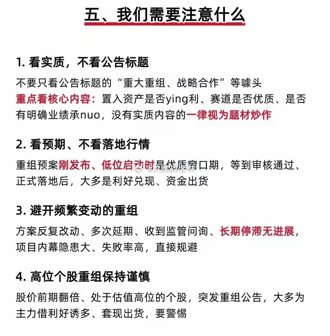 资产重组：散户避坑指南，分清吃肉还是接盘资产重组消息历来是市场热门题材，复牌之后