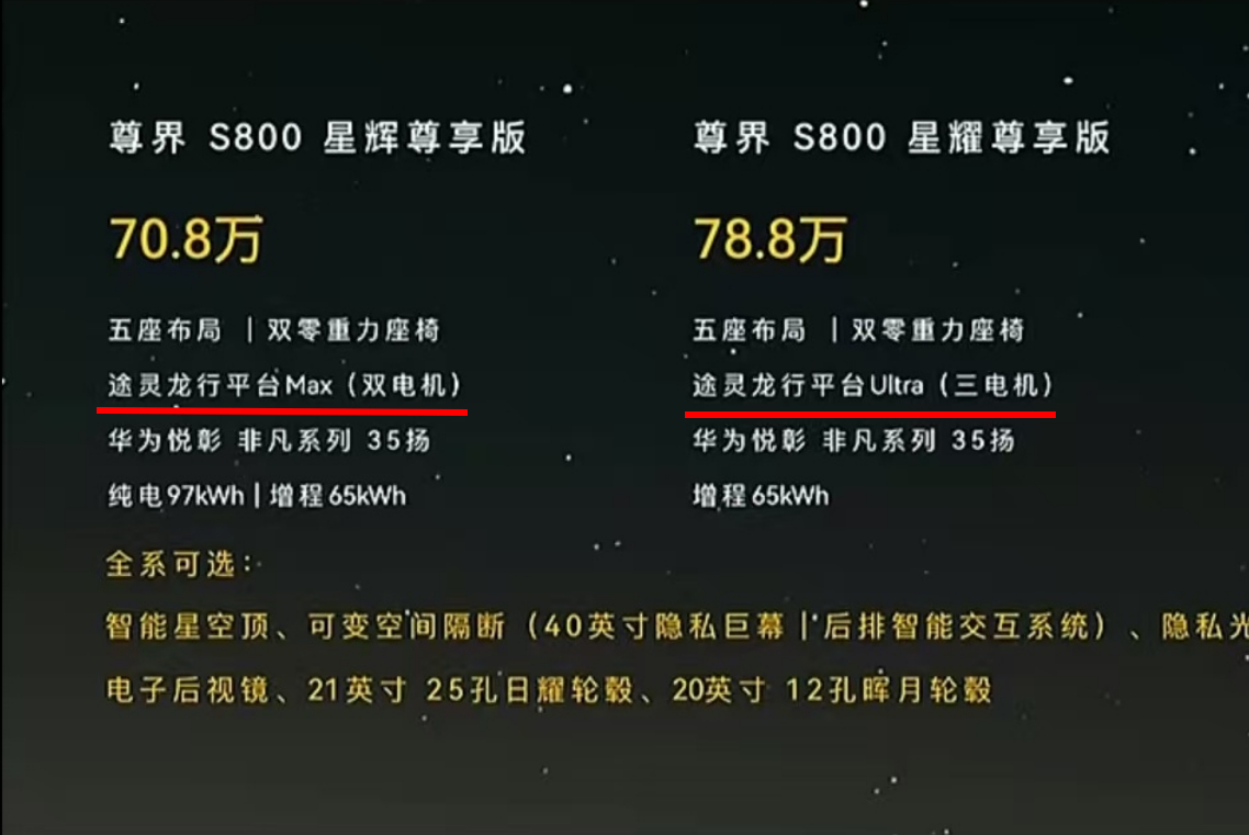 尊界S800，三电机比双电机贵 8 万，是这个意思吗 ？ ​​​