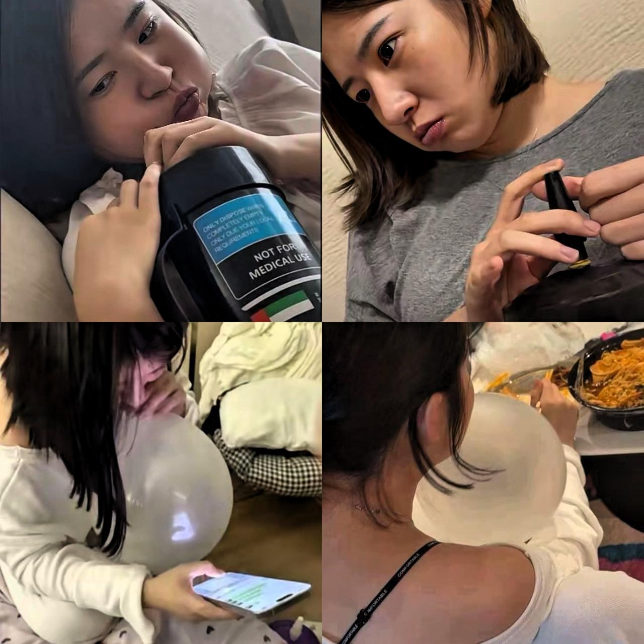 随着黄一鸣前男友，前闺蜜的上场，有关黄一鸣不为人知的爆料越来越多。
黄一鸣吸气球