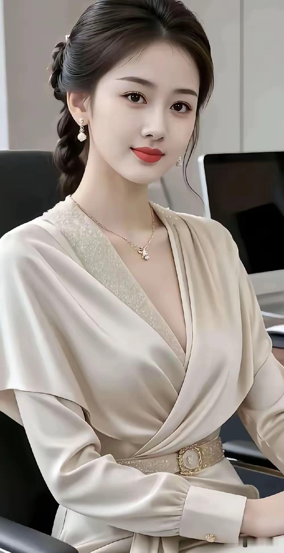 这姑娘打扮得真精致。雍容大方的美女