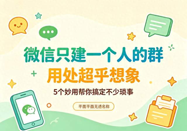 微信只建一个人的群，用处超乎想象，这5个妙用帮你搞定不少琐事