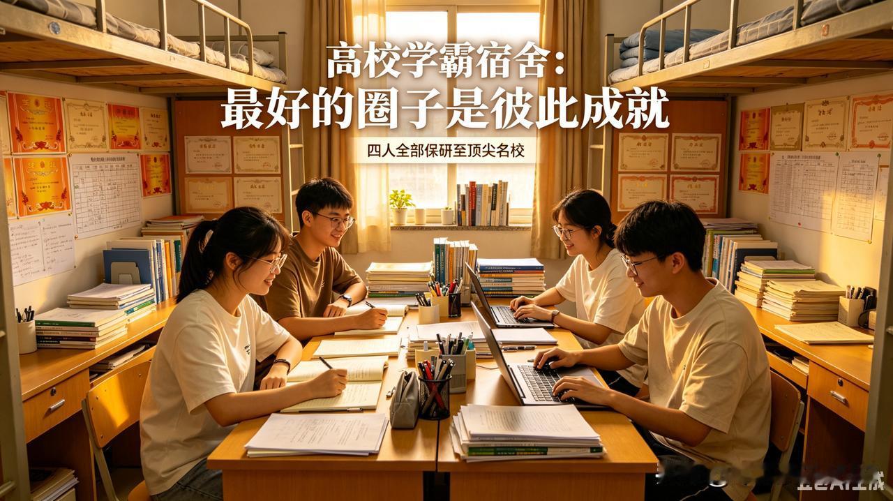 河南洛阳某高校的一间男生宿舍最近火了 ——4 个小伙子约定一起考研，最终全部考上