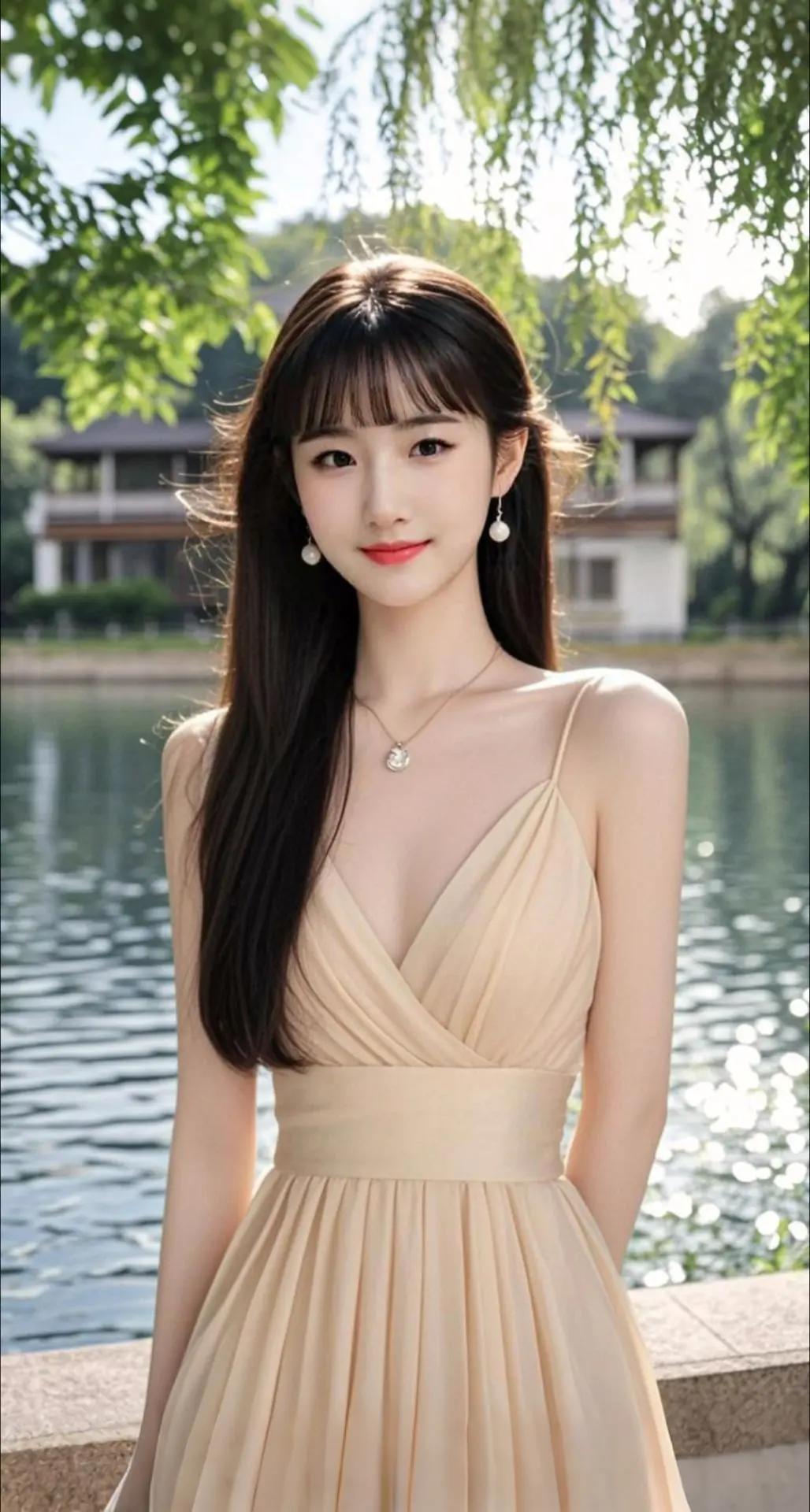 AI扩图 AI湖畔佳人