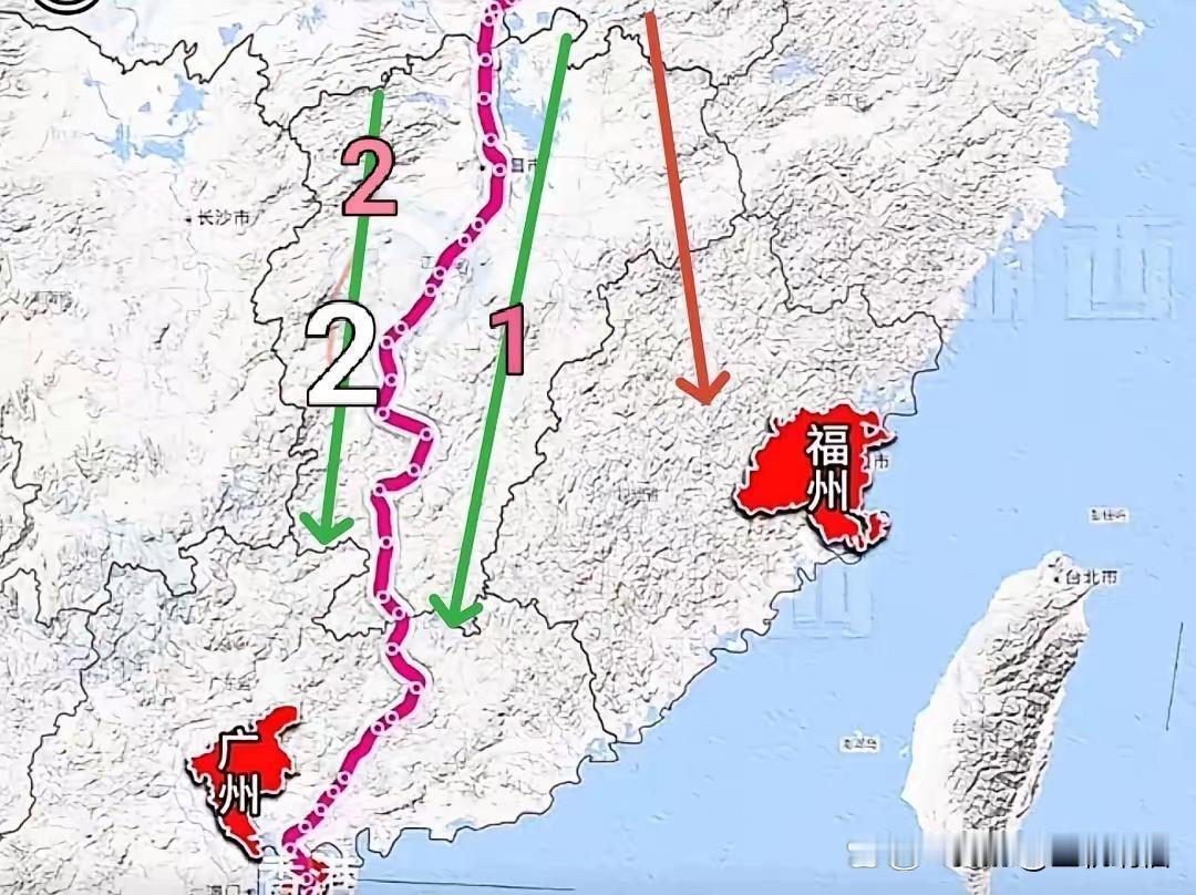 江西的高铁线路需要增加2条。现在只有一条南北方向的线路，将来在江西的东西各增加一