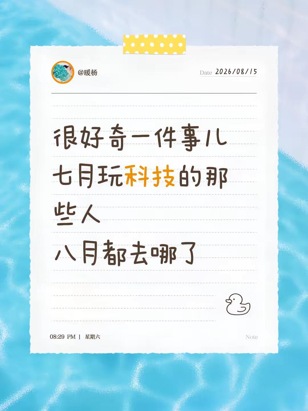 很好奇一件事儿七月玩科技的那些人八月都去哪了