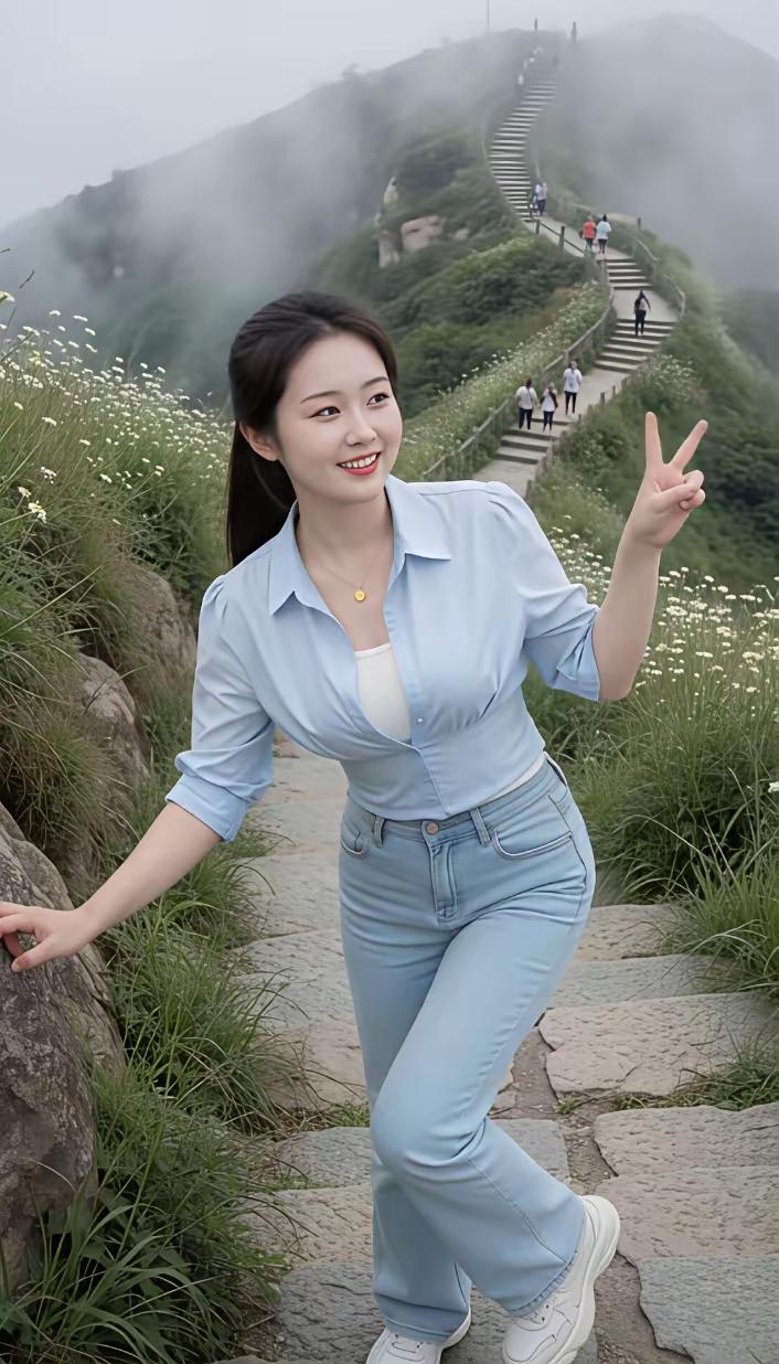 云雾漫山腾，
节假游长城。
千里不怕累，
夙愿终完成。