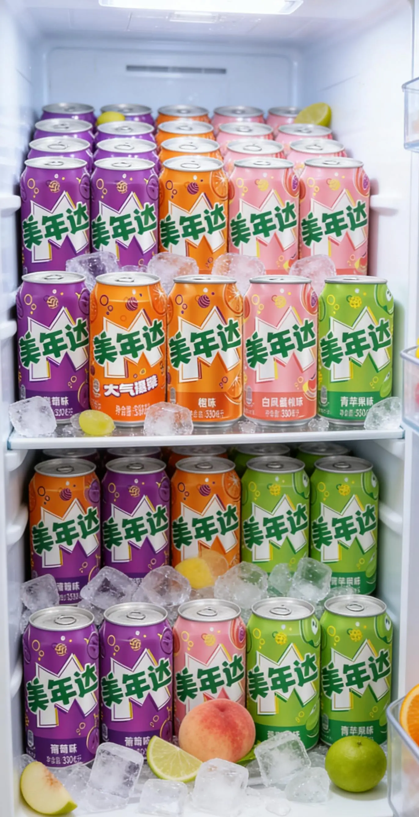 美年达罐装饮料混装，快囤起来。