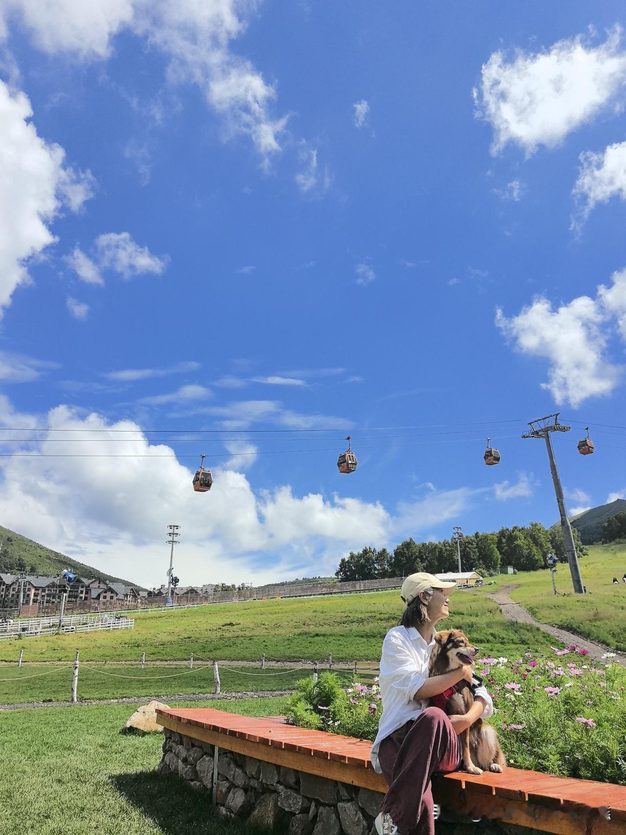 躲进崇礼太舞的夏日温柔里，牵着贝果在草坪散步，坐QUARK咖啡露台看缆车穿梭云海