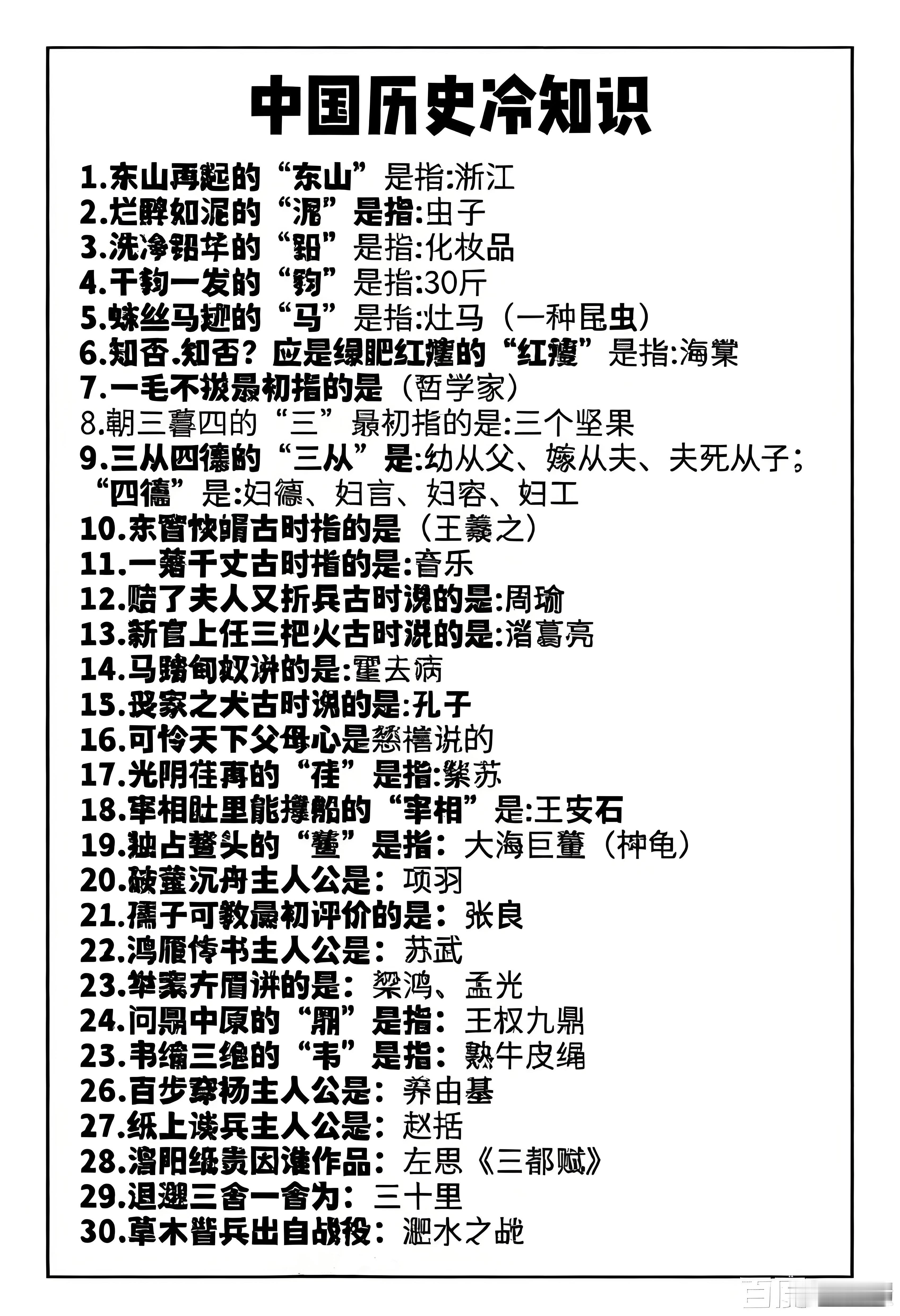 中國歷史的冷知識 