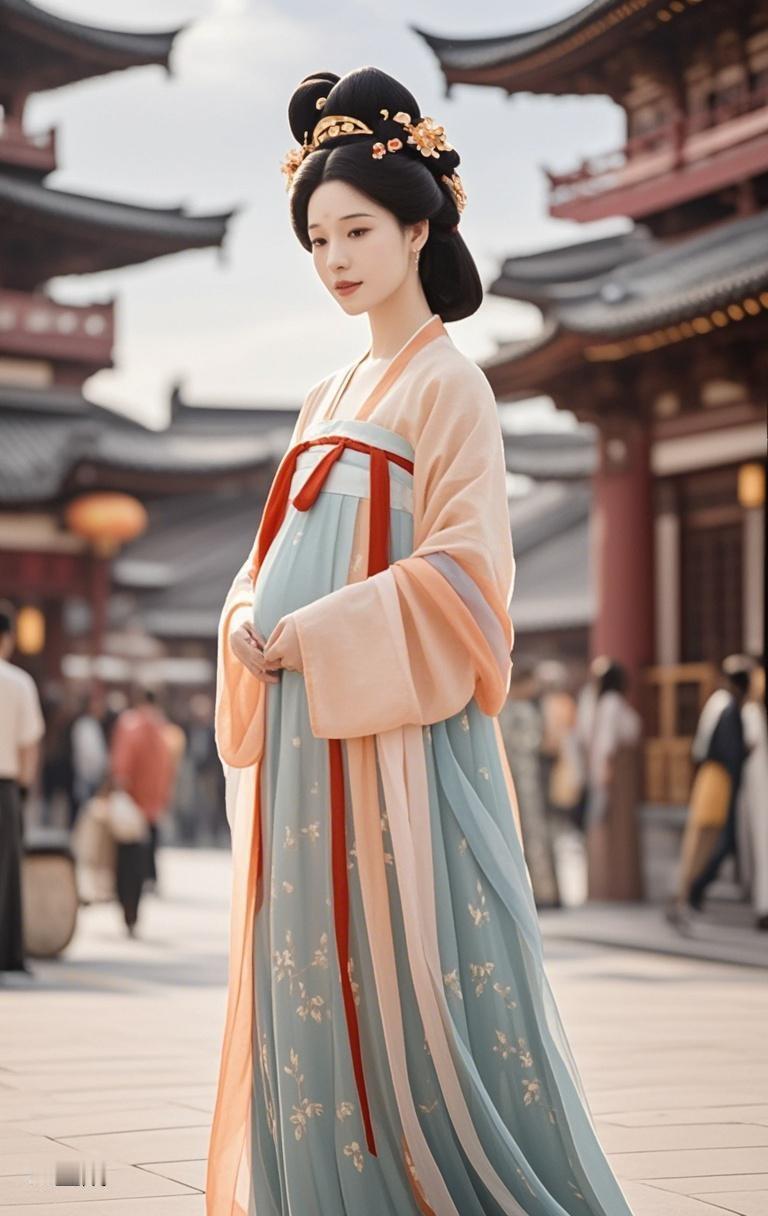 AI写真辑一袭霓裳映彩灯，长安不夜任我游；千年风韵今犹在，豪情满怀向未来。