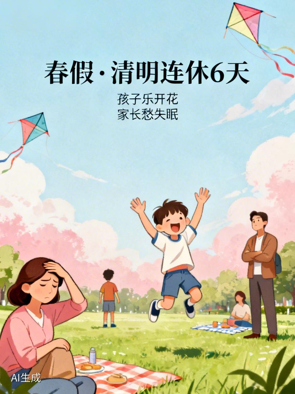 孩子连休6天乐开花，家长愁到睡不着！春假清明连休，到底谁在为难？
 
家有中小学