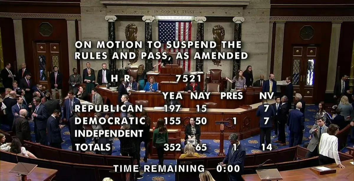 美国众议院以352票赞成的压倒性多数通过了表决，强迫TikTok的母公司字节跳动