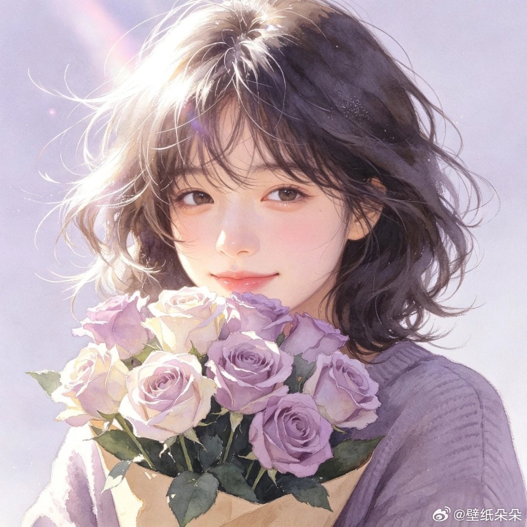 精致甜美女生捧花头像～ 