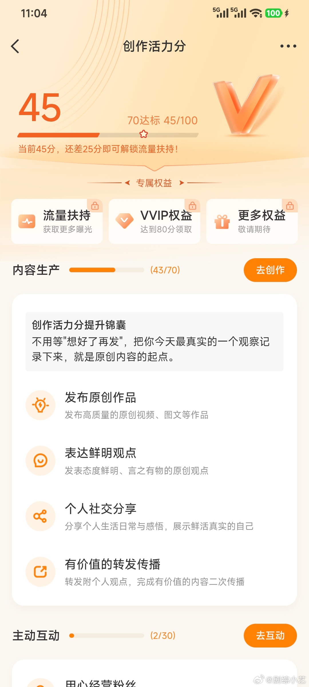 创作活力分啊你快到80吧，我要vvip，我要共享收益