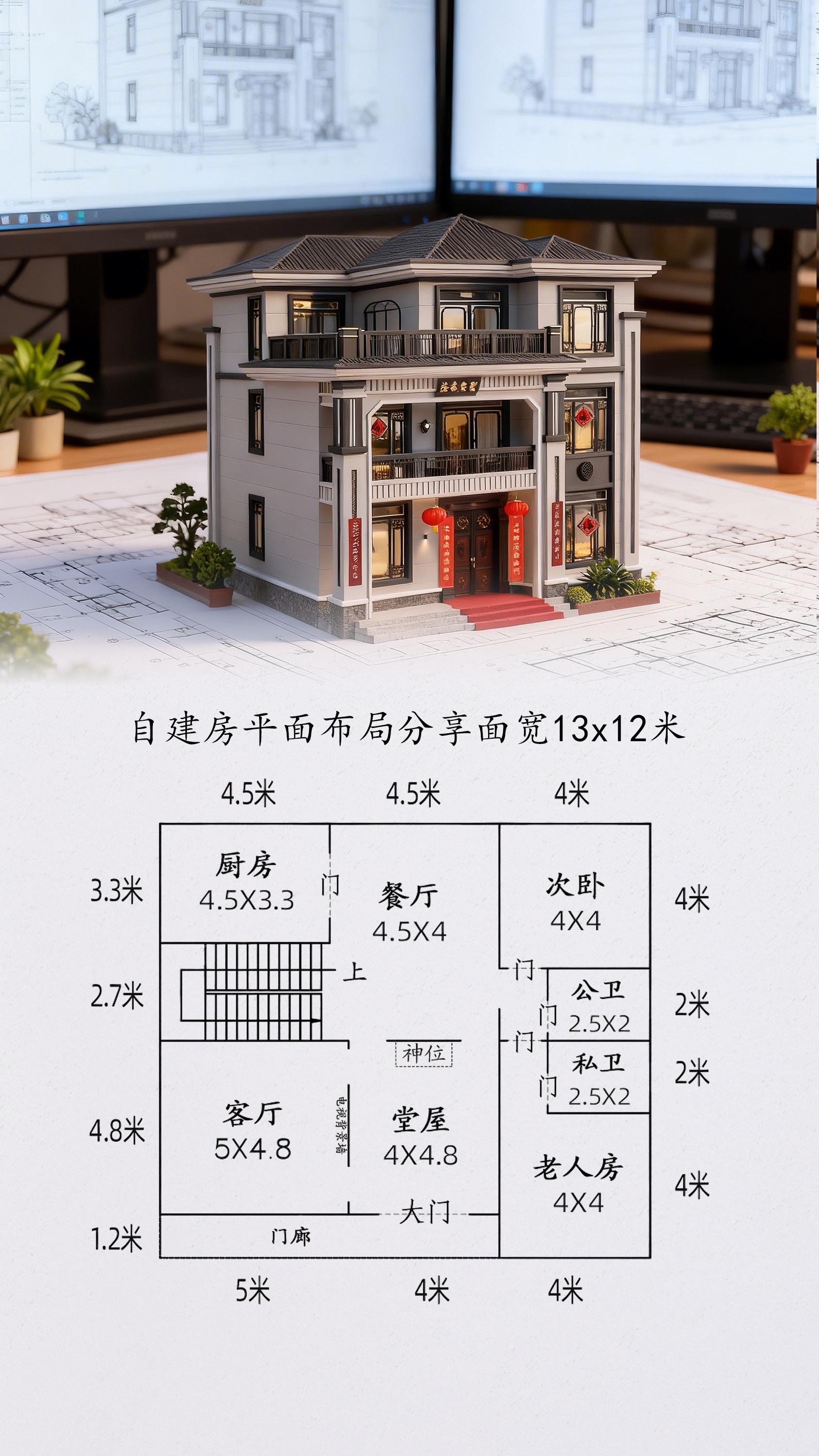 一纸蓝图，筑成乡野里的体面🏡，13×12米新中式别墅，藏着中国人对家的所有向往