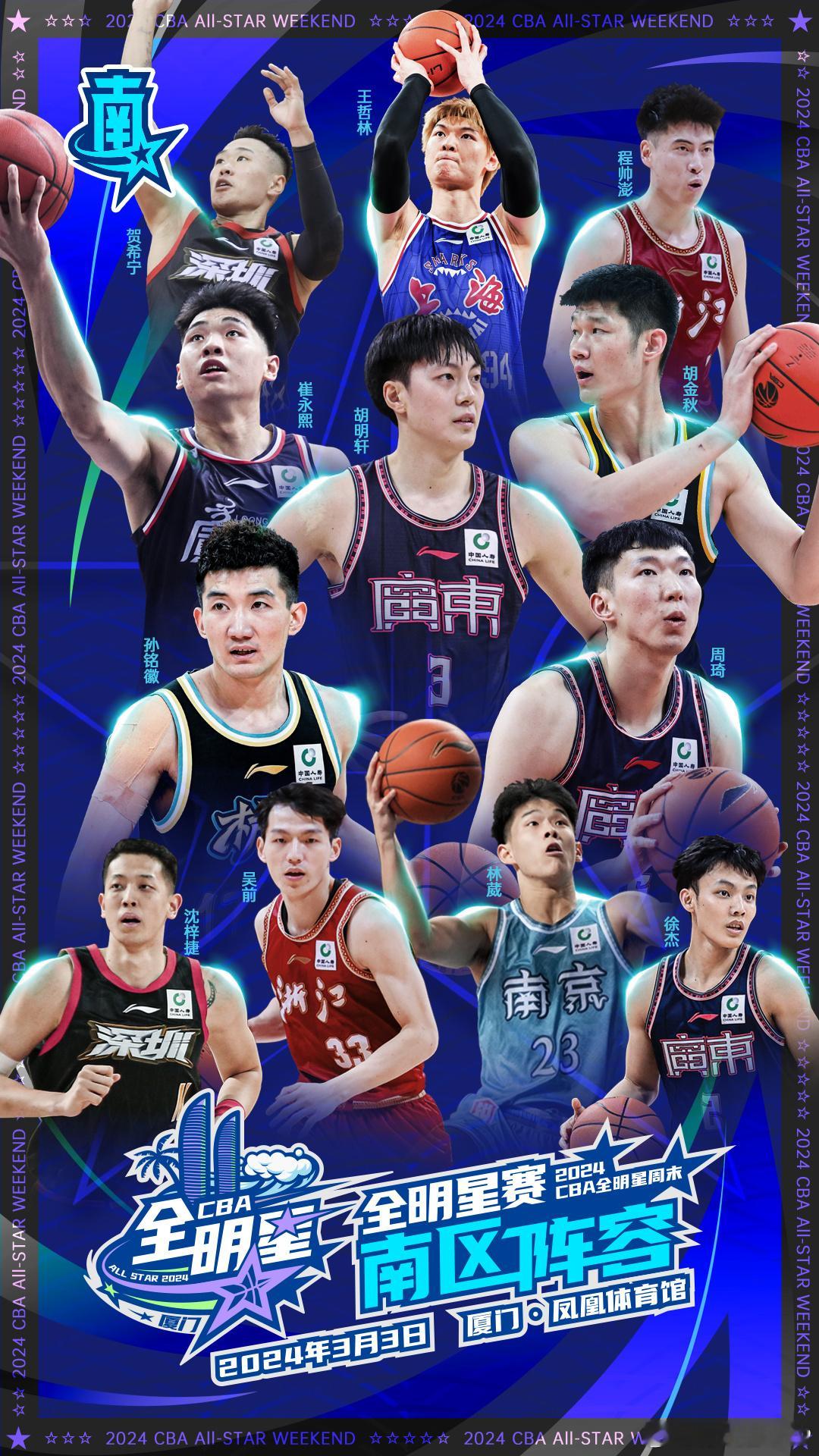 #CBA全明星阵容公布# 北方明星队的锋线居多，南方则后卫数量偏多，相信打对攻大
