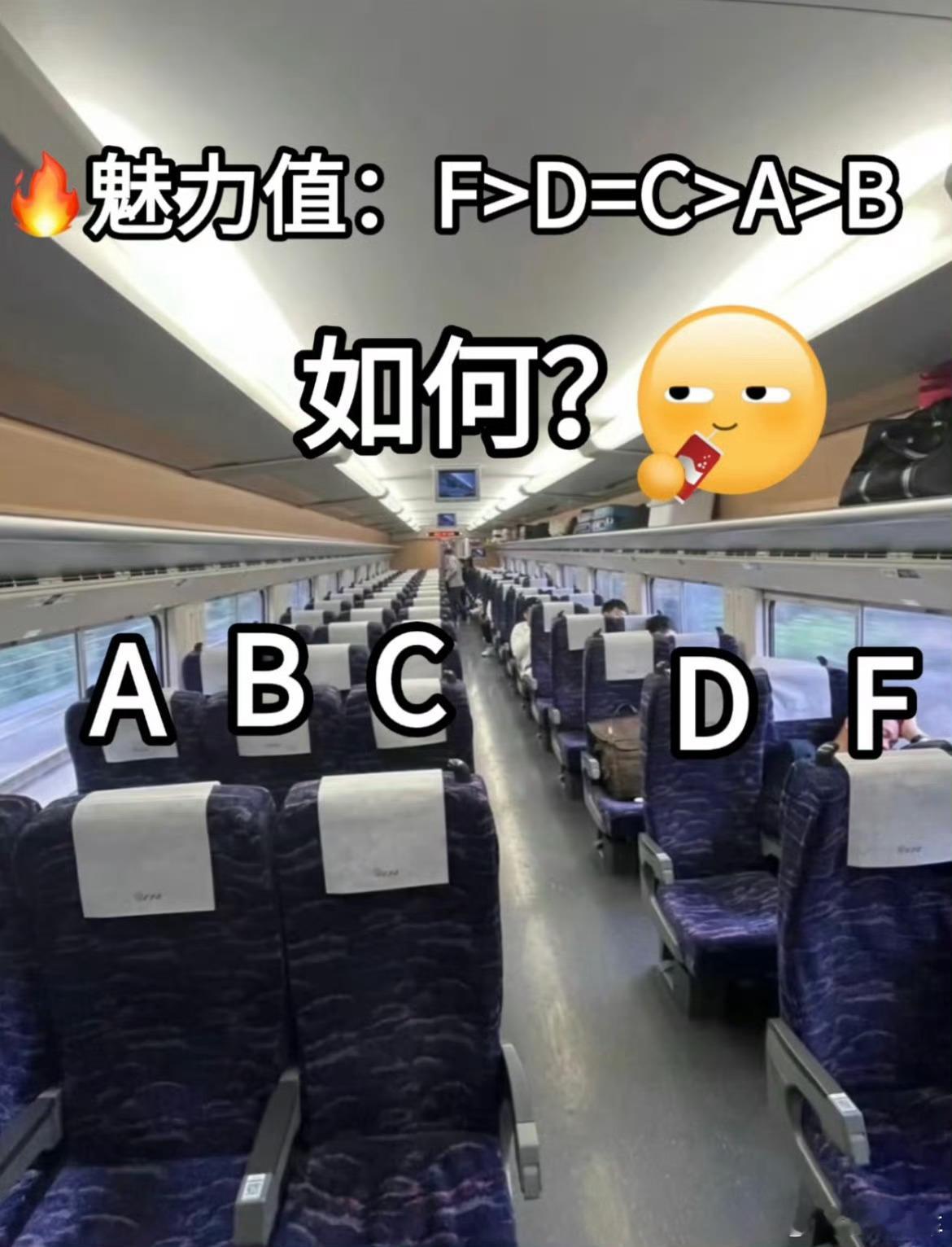 高铁B座宽一些。确实也有必要，试想一下大家的选座位优先级估计就是如图所示了吧？按