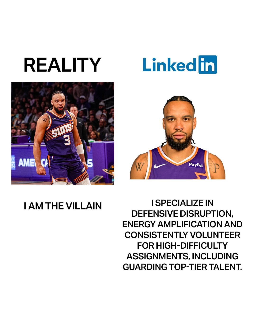 【领英（LinkedIn）思维写球员简历】我就是反派，专注防御性干扰和团队士气激