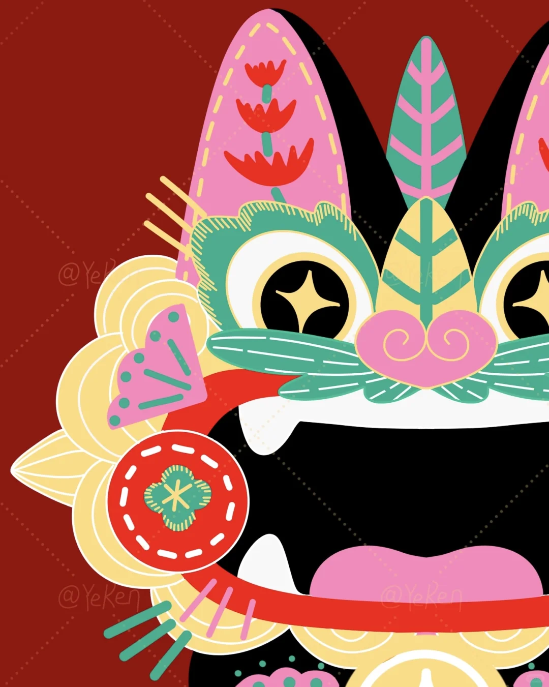 民俗文化—云南瓦猫插画